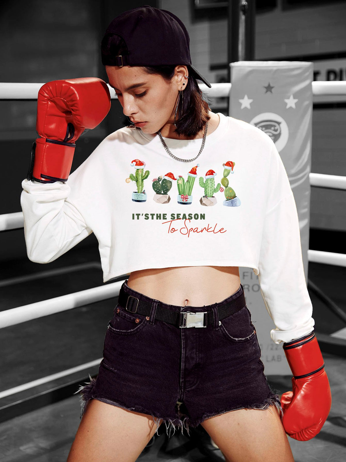 Casual Short Navel Sweater for Women - Christmas Style